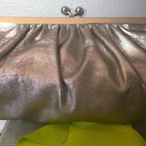 Express Leather Gold Metallic Clutch